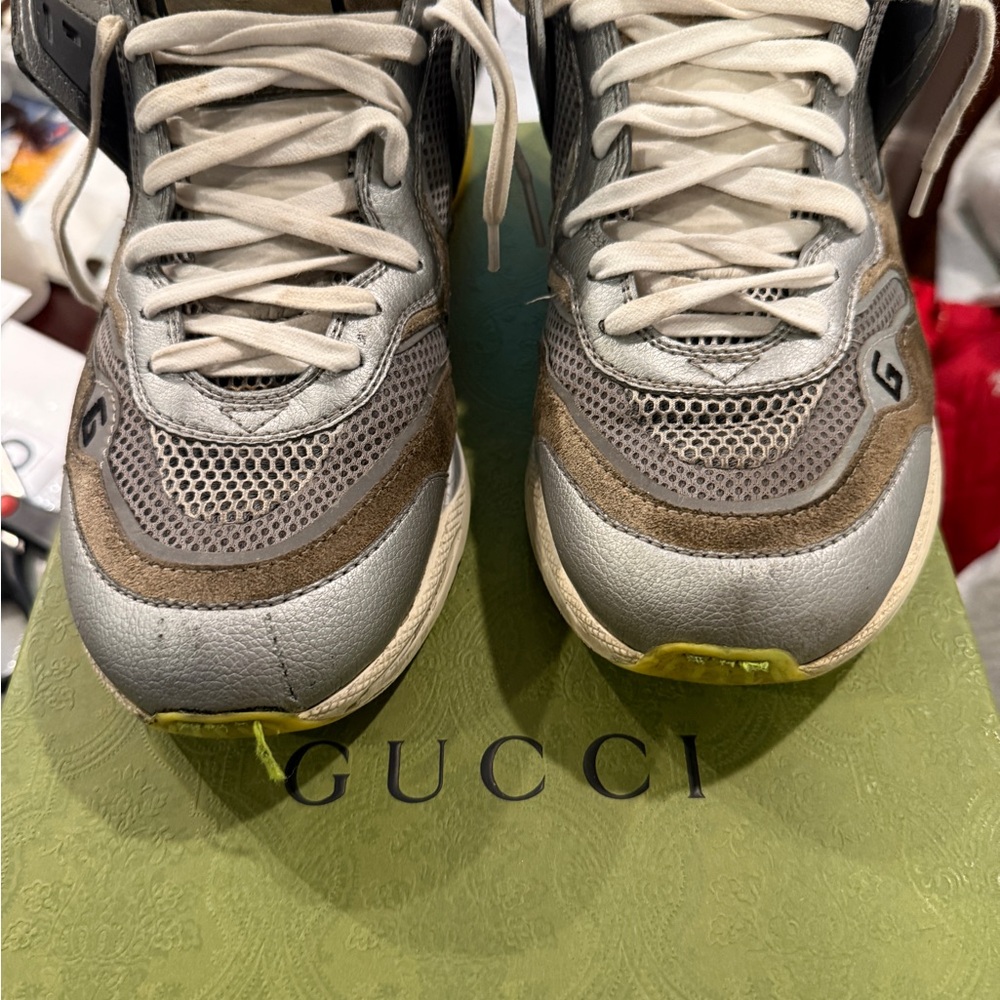 Gucci Men's Tan and Silver Sneakers - Picture 2 of 8